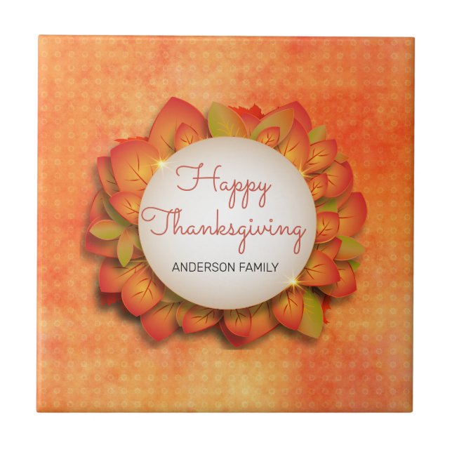 Azulejo De Cerâmica Autumn Wreath (Frente)