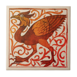 Azulejo De Cerâmica Ave Fantástico - William De Morgan