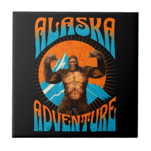 Azulejo De Cerâmica Aventura Retro Sasquatch Montanha do Alasca