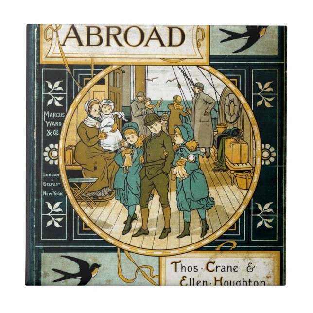 Azulejo De Cerâmica Aventuras no exterior pelo navio (Frente)