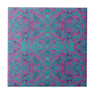 Azulejo De Cerâmica Aves árabes - Boêmia Turquesa Roxo Fuchsia