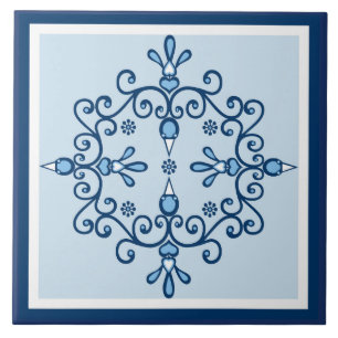 Azulejo De Cerâmica Aves de capoeira azuis e aves brancas