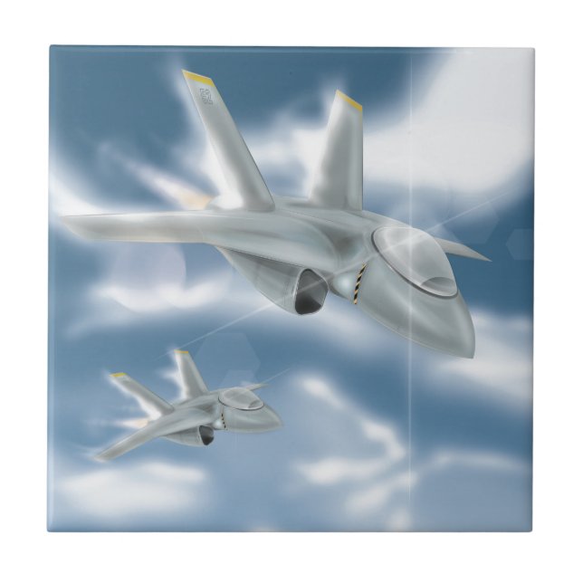Azulejo De Cerâmica Avião de Caça a Jato (Frente)