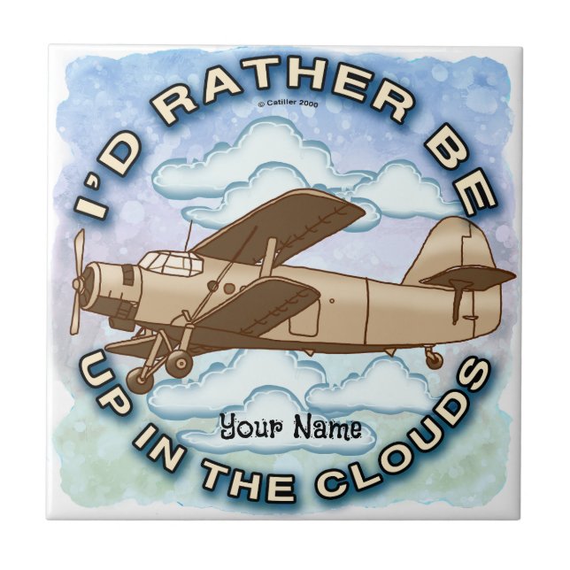 Azulejo De Cerâmica Avião Nuvens (Frente)