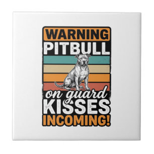 Azulejo De Cerâmica Avisos de Pitbull Beijos a Caminho Design de Cacho