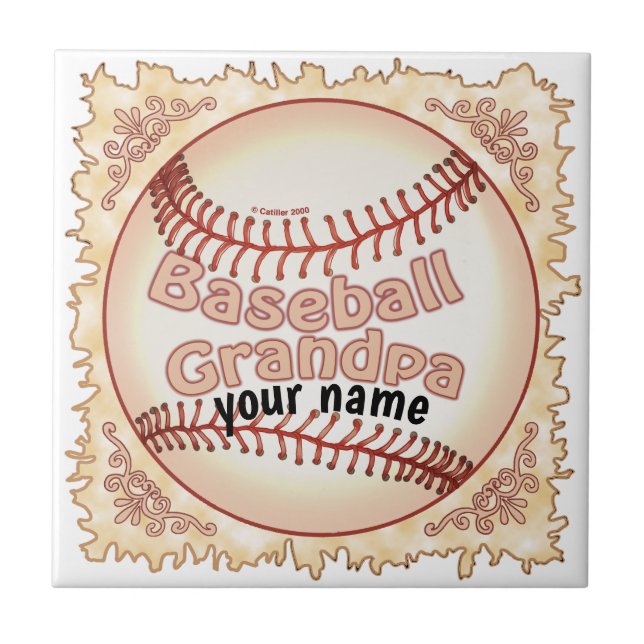 Azulejo De Cerâmica Avô de baseball (Frente)