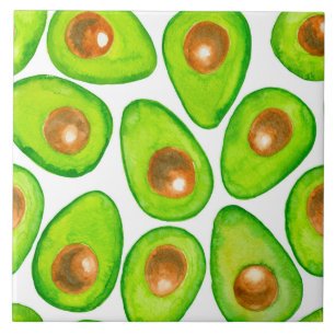 Azulejo De Cerâmica Avocado fatias aquarela