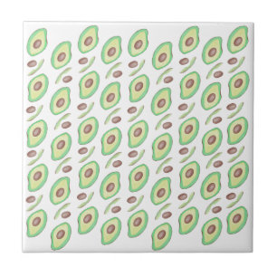 Azulejo De Cerâmica Avocado Pits Fatias Fruta Padrão Desenhado    