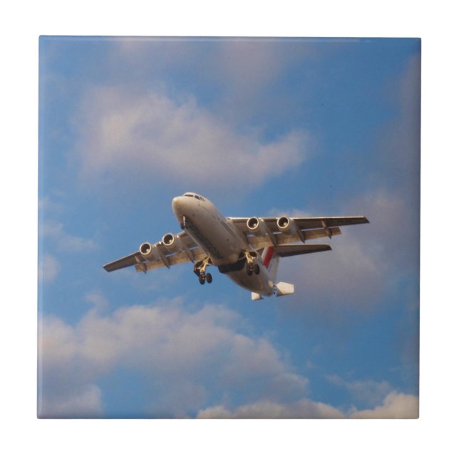 Azulejo De Cerâmica Avro RJ85 Jet pousando (Frente)