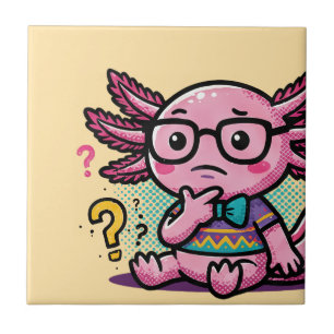 Azulejo De Cerâmica Axolote Nerd Cute Eu Axolote Perguntas Marcas Meme