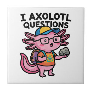 Azulejo De Cerâmica Axolote Nerd Sarcástico Eu Faço Perguntas de Axolo