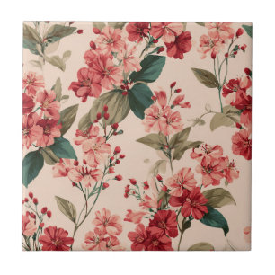 Azulejo De Cerâmica Azalea - Padrão Floral Vintage Pink - Clássico