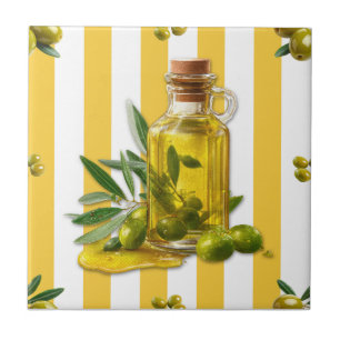 Azulejo De Cerâmica Azeite de Oliva com Faixa Amarela Mediterrâneo