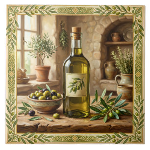 Azulejo De Cerâmica Azeite Mediterrâneo Cozinha Tuscanola de Fundo