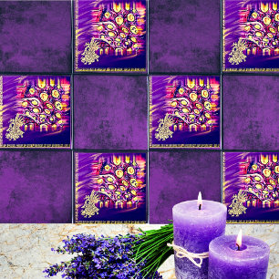 Azulejo De Cerâmica Aztec Ouro & Purple Mexicano Boho Wooden Box Sinal