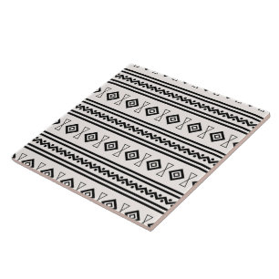 Azulejo De Cerâmica Aztec Preto E Branco