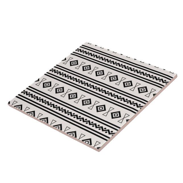 Azulejo De Cerâmica Aztec Preto E Branco (Lateral)