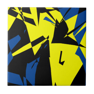 Azulejo De Cerâmica Azul Abstrato preto