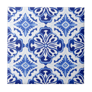 Azulejo De Cerâmica Azul Arabesque