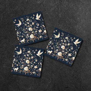 Azulejo De Cerâmica azul botânico