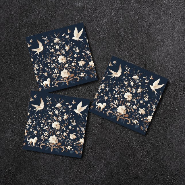 Azulejo De Cerâmica azul botânico (Criador carregado)