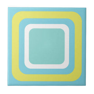 Azulejo De Cerâmica Azul Branco Amarelo Retro