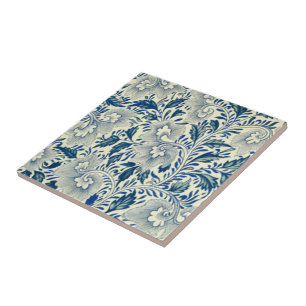 Azulejo De Cerâmica ~ azul & branco chinês de Delft do ~ da folha * ~
