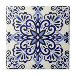 Azulejo de Cerâmica - Azul/Branco Desbotado