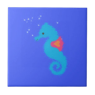 Azulejo De Cerâmica Azul-Cartoon Seacavalo