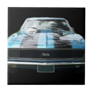 Azulejo De Cerâmica Azul-céu SS Camaro com listras pretas