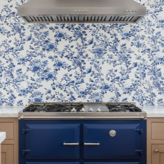 Azulejo De Cerâmica Azul Chinoiserie Floral  
