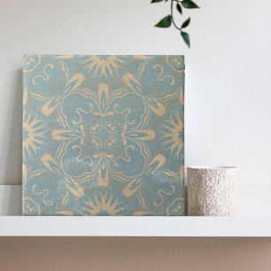 Azulejo De Cerâmica Azul Claro e Creme Mosaico com Efeito de Pedra Dis