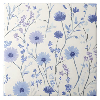 Azulejo De Cerâmica Azul Cornflower Floral