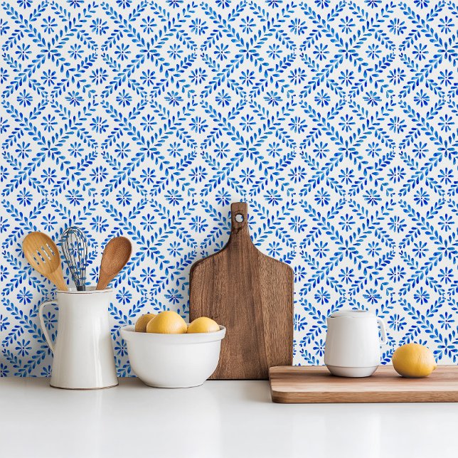 Azulejo de cerâmica azul de estilo mediterrânico (Criador carregado)