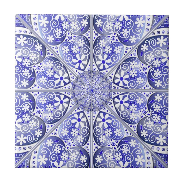 Azulejo De Cerâmica Azul de rendas cerâmicas de Grécia (Frente)