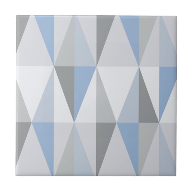 Azulejo De Cerâmica Azul do Céu Azul dos Triângulos Modernos do Século (Frente)