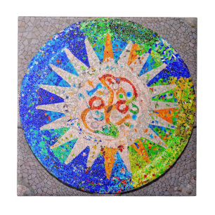 Azulejo De Cerâmica Azul do detalhe de Gaudi