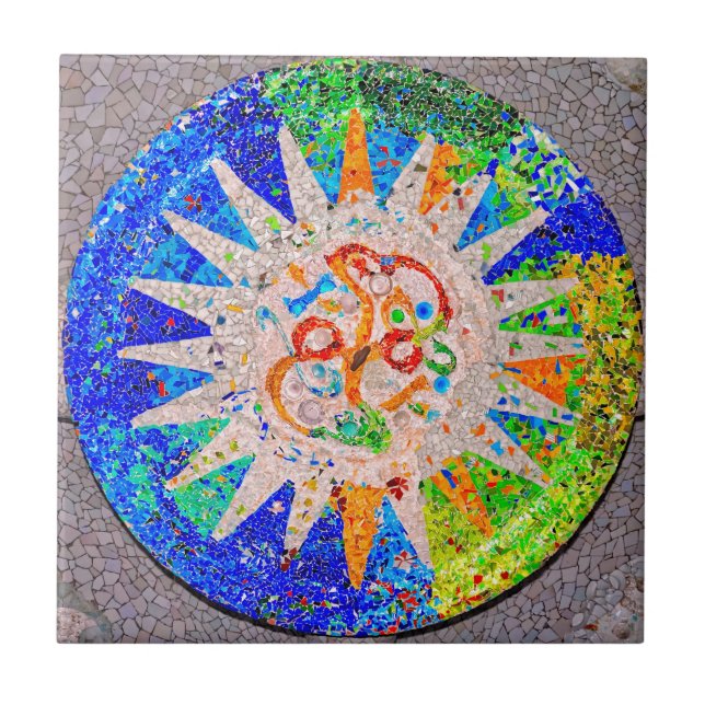 Azulejo De Cerâmica Azul do detalhe de Gaudi (Frente)