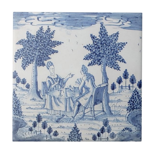 Azulejo De Cerâmica Azul e Branco Delft - 26 (Frente)