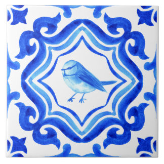 Azulejo De Cerâmica Azul e branco Italiano Pintado à Mão Mediterrâneo 