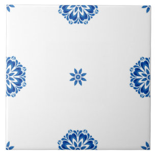 Azulejo De Cerâmica Azul e branco mediterrânico mínimo