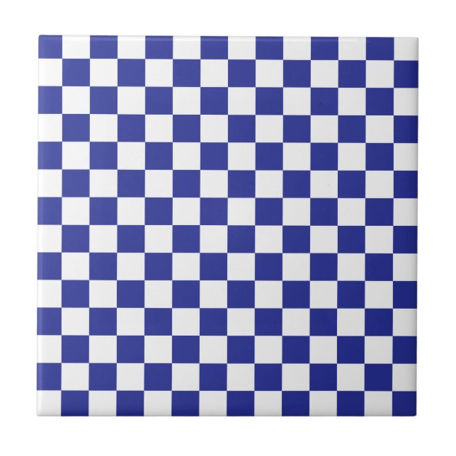 Azulejo De Cerâmica Azul e branco verificados (Frente)