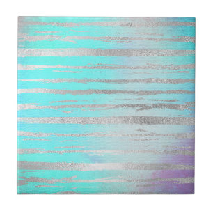 Azulejo De Cerâmica Azul e de prata à moda