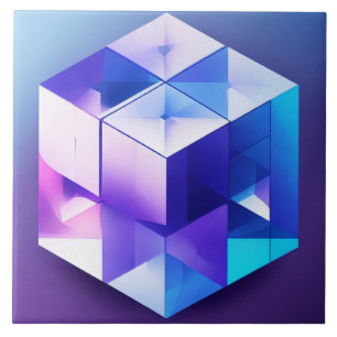 Azulejo De Cerâmica Azul e violeta 3D