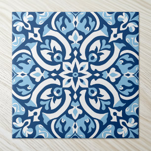 Azulejo De Cerâmica Azul Elegante e Branco