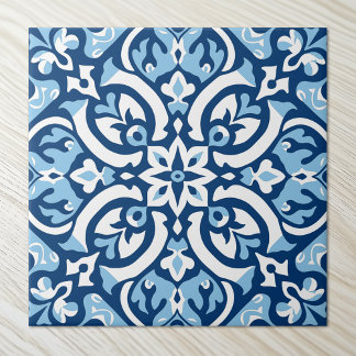 Azulejo De Cerâmica Azul Elegante e Branco