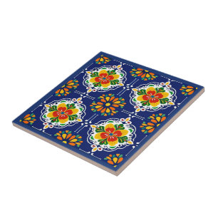 Azulejo De Cerâmica Azul Flor Mosaic