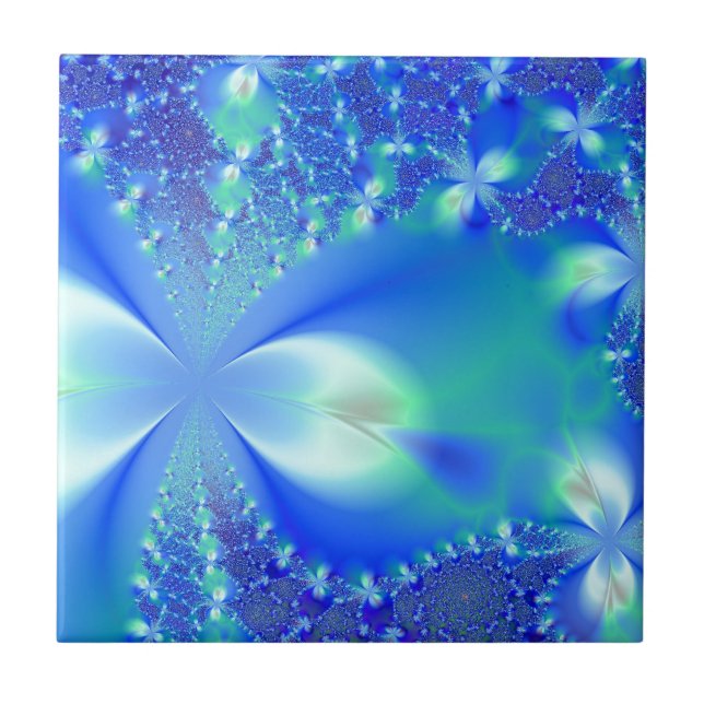 Azulejo De Cerâmica Azul floral (Frente)