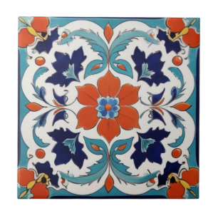 Azulejo De Cerâmica Azul Floral Clássico Turco Iznik Tradicional