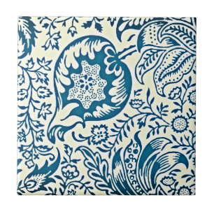 Azulejo de Cerâmica Azul Índio William Morris